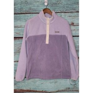 Columbia women’s fleece two-tone purple snap pullover Sz Large